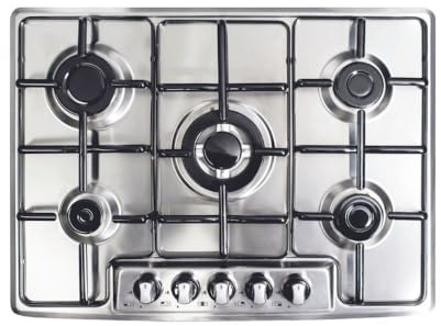 Samet, Piano Cottura 5 Fuochi a Gas Maciste70, 70x51 cm, in Acciaio Inox, con Griglie in Ghisa e Valvola di Sicurezza