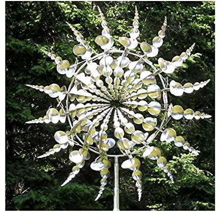 Einzigartige und magische Metall-Windmühle, 3D-windbetriebene kinetische Skulptur, Metall-Wind-Spinner, Rasen-Wind-Spinner für Hof und Garten, Windfänger, Außenterrassendekoration, 35X70cm