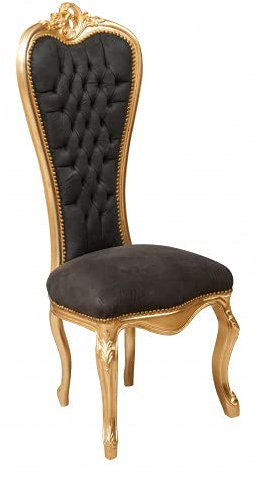Biscottini Fauteuil Baroque 137 x 56 x 55 cm | Chaise Louis XVI Noir | Fauteuil Salle a Manger | Chaise Style Louis XVI | Meuble Baroque | Fauteuil Trone