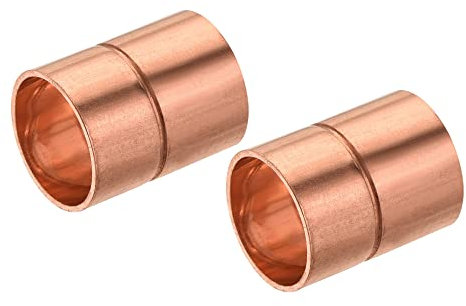sourcing map Droit Cuivre Couplage Raccords 1/2 Pouce ID Soudage Joint pour HVAC Climatisateur Paquet de 2