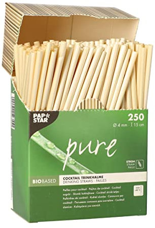 Papstar 88482 Pure Cannucce 15 cm di lunghezza, 4 mm di diametro, 250 pezzi