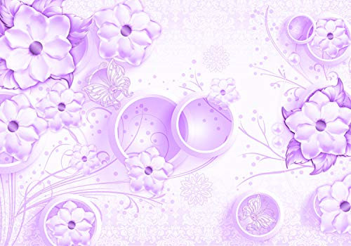 wandmotiv24 Fototapete violett Blumen Ornamenten Perlen, 200 x 140cm - selbstklebende Strukturtapete, Wanddeko, Wandbild, Wandtapete, 3D Kreise Schmetterlinge M5142