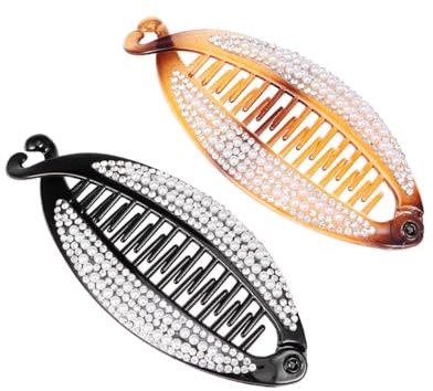 Beavorty 2 Stück Bananen Haarclips Mit Perlen Strass Haarklammern Für Dünnes Haar Damen Elegant Styling Haarschmuck Für Alltag Und Fest