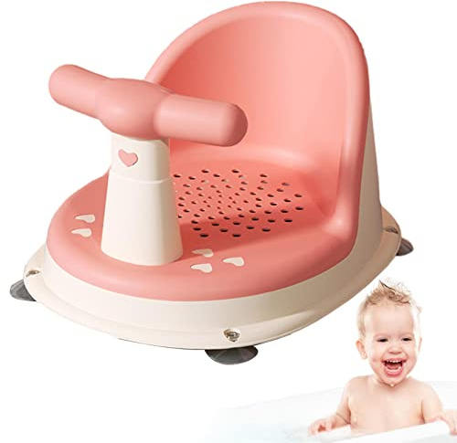 geugecy Baby-Badewannensitz, 6-18 Monate, Rutschfest, Saugnäpfe, Rosa, Polypropylen