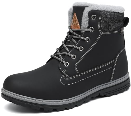 Mishansha Homme Bottes Hiver Chaussure Neige Femme Bottines Randonnée Montante Chaude Légère Winter Chaussures Antiderapante Trekking Outdoor, Noirfoncé 39 EU