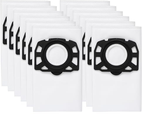 12 Pack Filter Bag KFI 357 Compatible with Karcher WD3, WD2 Plus, KWD 1, KWD 2, KWD 3, MV 3, WD 3.200 to WD 3.800 M, SE 4001, SE 4002 Wet and Dry Vacuum Cleaners and Carper Cleaners,2.863-314.0