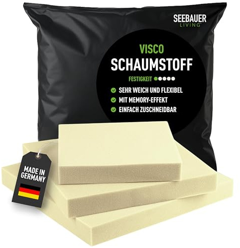 SEEBAUER living Schaumstoff VISCO RG 50/30 (Sehr weich) Memory-Schaum Topper Matratze (60 x 50 x 5 cm)