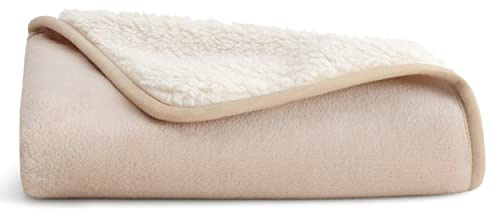LE SURE Couverture imperméable lavable pour chien - 80 x 60 cm - Couverture polaire pour petits chiens et chats d'intérieur - Protection personnalisée pour lit et canapé - Avec peluche douce - Crème