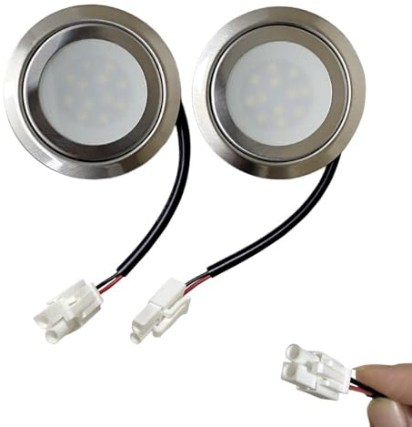 YFlifangting 2-Piece 68mm/2.68in Range Hood Light LED Bulb 12V DC 1.5W Kitchen Cooker Light Lamp Cabinet Closet Cupboard Light Energy Saving (Color : Warm White 3000K, Size : With EL Connector)