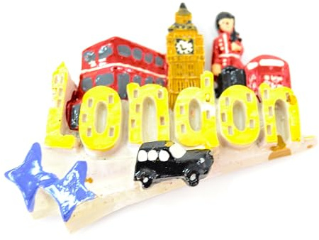 BETTER WITH FRIENDS 3D Kühlschrankmagnet London, zweistöckiger Bus, schwarzes Taxi, Big Ben, rote Telefonzelle, Turmbrücke, 7 cm