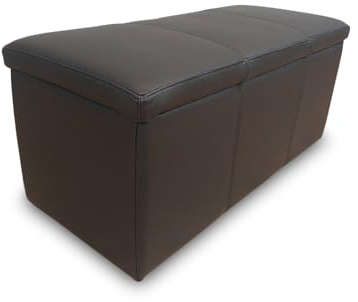 Quattro Meble Schwarz Echtleder Bank Polsterhocker aufklappbar mit Stauraum Lederbank Sitzhocker Rindsleder Sitzwürfel Fußhocker Echt Leder Puff (B40 x H40 x L90 cm)