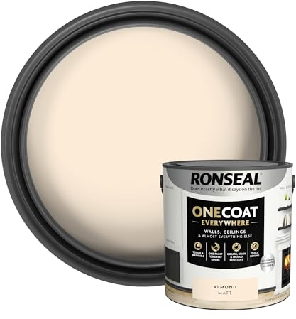 RONSEAL One Coat Everywhere Paint Almond Matt 2.5L – Durable Interior Paint for Walls & Ceilings Smooth Finish Quick Coverage Ideal for Easy Home Projects