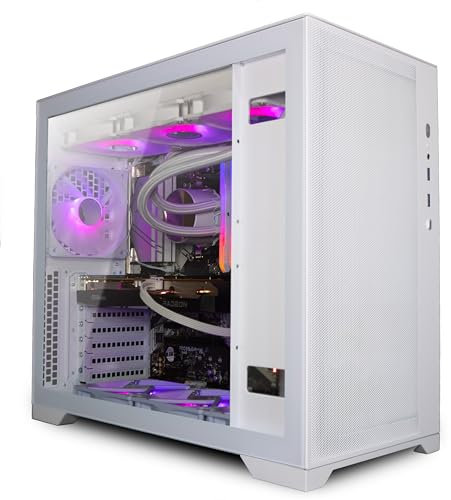 ionz Gaming PC - Desktop Computer, Ryzen 7 5700X, RX7600, 16GB RAM, 1TB SSD, 360mm AIO Liquid Cooling, 600w PSU, Windows 11, WiFi - White