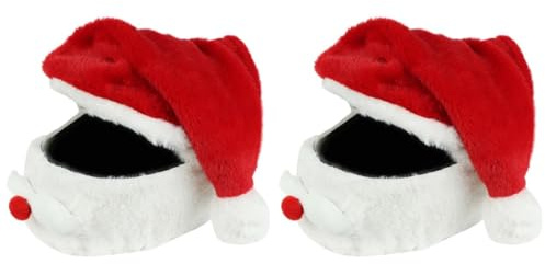 OUNONA Motorradhelm WeihnachtsmüTze 2 StüCk HelmüBerzug Santa Claus Cosplay KostüM Hut Weicher Helm Schutzabdeckung FüR Erwachsene Winter Outdoor Dekoration 21.7X35.4X21.7 Zoll