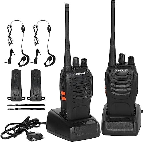 Talkie Walkie Rechargeable PMR446 16 Canaux,CTCSS/DCS,FM, Batterie De 1500 MAh, PortéE Maximale De Conversation De 5 Km, Radio Professionnelle avec Kit Mains Libres