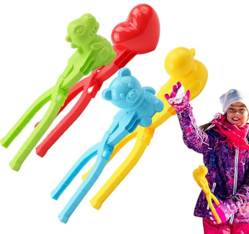 Qutalmi 4 Stück Schneeballzange Schneeball Maker, Schneeball Presse Former, Strandspielzeug Kinder Spielzeug Entenform Für Schnee Für Kinder jun-gen Mädchen Im Freien Spielen Schnee