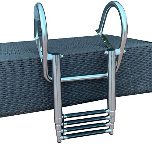 Boat Ladders for The Elderly, Telescopic 4 Step Ladder for Pool Boat Pontoon Marine, Telescoping Rear Entry Inboard Dock Ladder (Color : 4 Step)