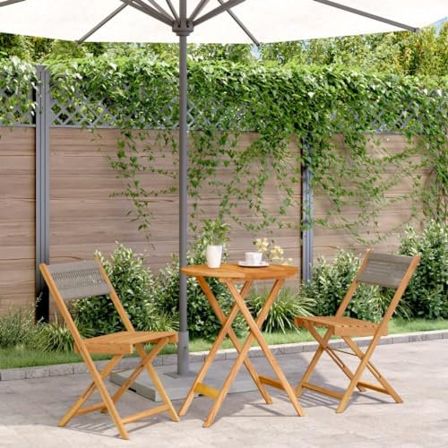 Somanki 3-TLG. Bistro-Set Grau Polypropylen und Massivholz, Gartenset Tisch Und Stühle, Balkon Möbel Für Kleinen Balkon, Terrassenmöbel, Balkonset, Balkonmöbel - 3281746