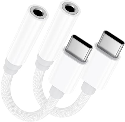 Adaptador USB C a Jack 3,5mm, 2 Pack Adaptador Auriculares Tipo C Aux Audio Cable de Chip DAC Compatible con iPhone 15 16 Pro MAX, Samsung Galaxy S24 S23 S22 S21 S20 Ultra Plus, iPad Pro, Google