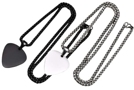 Vaguelly 2stücke Gitarrenplektrum-anhänger Aus Gitarrenplektrum-halskette Geschenk Für Männer Und Frauen Edelstahlkette Modischer Schmuck Für Rocker Und Musiker