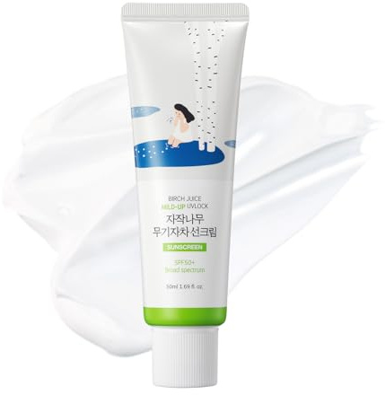 ROUND LAB Birch Juice Mild-up Sunscreen UV LOCK 1.69 Fl Oz | SPF 50+ broad spectrum, Mineral Zinc Oxide, for Sensitive Skin, Control Oil and Sebum, Korean Sunscreen