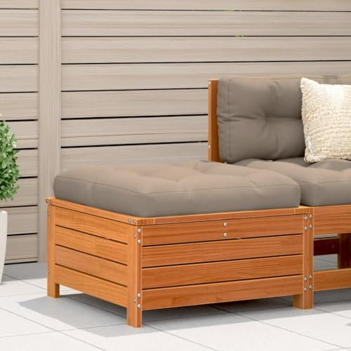 CFODOJ Outdoor-Sitzgelegenheit, Sektionalsofa-Einheiten für Zuhause, Garten, Fußhocker, gewachst, Braun, 62 x 63,5 x 32 cm, Massivholz, Kiefer
