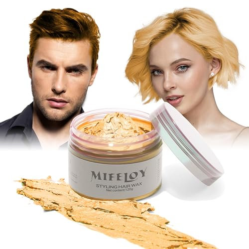Gold Haartönung Temporäre Haarfarbe 4,23 Unzen, Instant Golden Hair Cream Mud Natürliche Frisur Pomade, Frauen Männer Blond Styling Haartone Wax, Haar Wachs für Halloween Party Cosplay