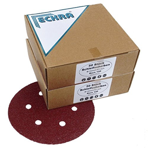 ECKRA 100 Stück Schleifscheiben mit Klett 6Loch P60 Ø150mm
