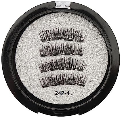 Lahdrhab Pestañas magnéticas con 2 pares de imanes de fibra artificial magnéticos con rizador de pestañas 24P-4