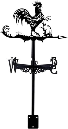 XAoSCd Exquisita Veleta Decorativa De Metal con Forma De Gallo, Veleta para Jardín, Estaca De Acero Inoxidable, Kit Indicador De Dirección del Viento para Exteriores, Granj,