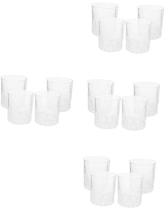 MAGICLULU 4 Ensembles Verre À Whisky Verres À Vin Carrés Verres À À Gobelet À Vin Flottants À Whisky À Nervures Verrerie De Bar Boisson 4 pièces * 4