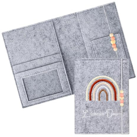 Mutterpass Schutzhülle, Mutterkindpasshülle, Mutterpass für Schutzhülle aus Filz mit Fächern, Schwangerschaft Tagebuch Tasche, für Aufbewahrung von Ultraschallbild, Impfpass, Versichertenkarte usw