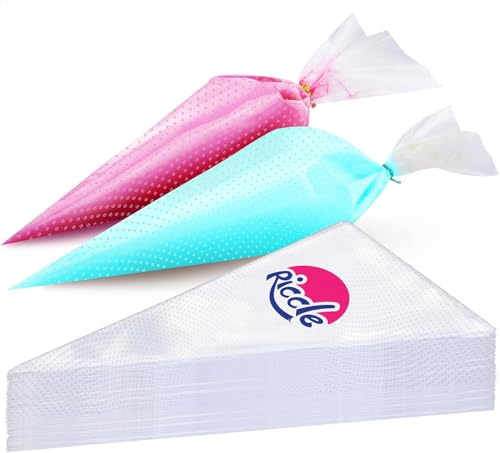Riccle Disposable Piping Bags 16 Inch - 100 Textured Anti Burst Pastry Bags - Icing Piping Bags for Frosting - Ideal for Cakes and Cookies Decoration