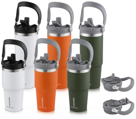 Vaso térmico de acero inoxidable CACHUERA: doble pared, tapa 2 en 1, termo, colores vibrantes. Conserva el calor 8 hs y el frío 15 hs. Disponibles en dos tamaños (BLANCO, 600)