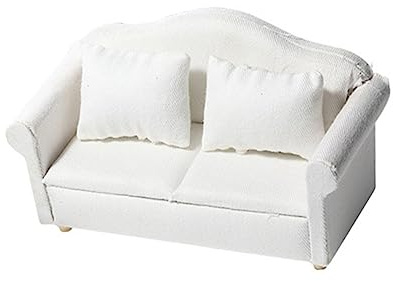 Toddmomy Miniatur Holzsofa für Puppenhausmöbel mit Kissen Mini-Haus-Sofa-Modell Detailgetreut und Realistisch Gestaltet für Junge Mädchen zum Spielen und Dekoration