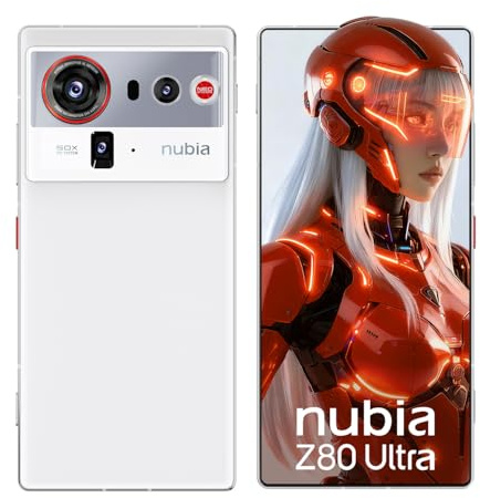 nubia Z80 Ultra 5G Android Libero Smartphone, Snapdragon 8 Elite Gen 5, Tripla Fotocamera IA 50 MP, 6,85 Schermo Intero OLED 144Hz, Ricarica Wireless 80W, Impermeabile IP68&IP69 (Bianco, 16+512G)