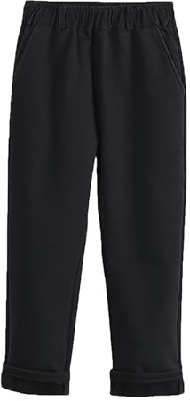 Fleece Lined School Trousers Kids Boys Elastic Waist Warm Winter Fashion Boys Formal Pants Teens Age 4-17 Years Comfy Stretchy Vacation Casual Workout Sports Bottoms (Black, 6-7 Years)