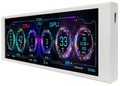 VSDISPLAY 6.86 pollici allungato Bar IPS bianco LCD Monitor 480x1280 | per PC Caso/DIY CPU GPU Computer Display