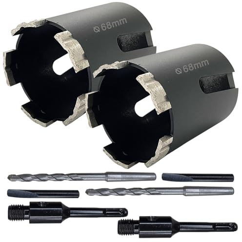 AGT Dosenbohrer: 2er-Set Diamant-Dosensenker mit M16-Gewinde, 80 mm Nutzlänge, 68 mm ø (Kronenbohrer M16 Diamant, Ziegel Bohrwerkzeuge)