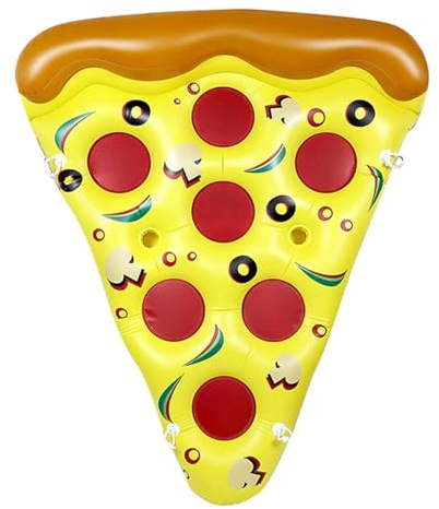 Pool Floats Giant Inflatable Pizza Slice Lounger with Quick Valve and Cup Holders Extra Thick PVC for Adults Kids Summer Pool Beach Lake Party Water Fun (Yellow)