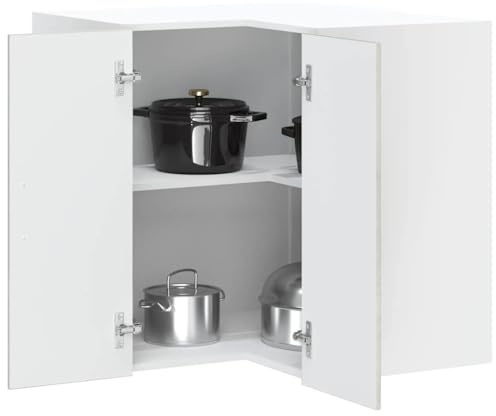 Teenpull Küchen-Eckhängeschrank Lucca Betongrau Holzwerkstoff, Küchenschrank Vorratsschrank Aufbewahrungsmöbel Speiseschrank, 57x57x60cm, ideal für Pantry