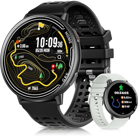 Rmana GPS Smart Watches for Men, 1.39 AMOLED Screen Smartwatch, Bluetooth Call/100+ Sport Modes/GPS/Compass/Heart Rrate/Blood Pressure, Fitness-Tracker, Smartwatch for Android iPhone(Gray& Black)