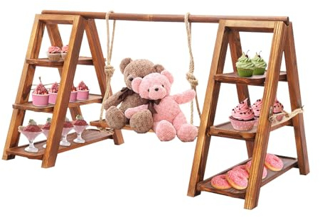PromiseFly Cupcake-stativ, höjdjusterbart trädessertställ med 3 våningar avtagbart tårtställ multifunktionellt tårtställ för bröllop, årsdagar lastkapacitet 6 kg