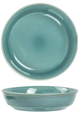 Insalatiera retrò in ceramica colore sottosmalto per la casa squisita tavola rotonda blu 21,8 cm.