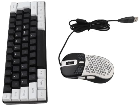 Mingzhe Tastiera da Gioco Illuminata RGB con Mouse per Tablet Portatile (Cornice bianca centrale nera)