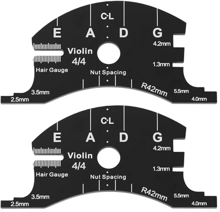 YINETTECH 2 Pack Violin Bridge Template 4/4 Setup Gauge String Height and Spacing Ruler for Violin Making and Repair