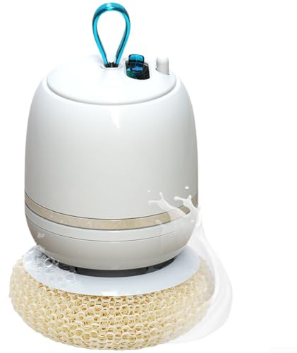 Bola de detergente alimentada por USB para lavavajillas, generación de espuma para fibra de panal de abeja, limpieza de 360 grados, motor de 205 rpm, uso inalámbrico, 10 x 10 x 16 cm, silicona (dorado