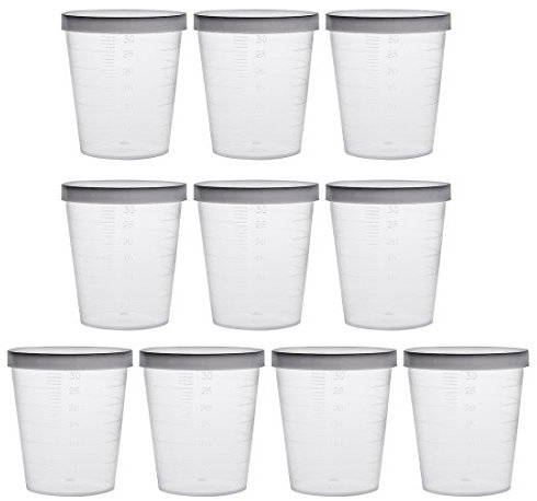 sourcingmap Measuring Cup 30ml Plastic Graduated Beaker Transparent with Lid for Lab Kitchen liquids 10pcs