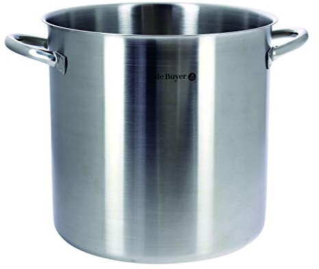 De Buyer - Marmite couvercle en inox PRIM'APPETY - 32 cm - , Inox 18/10 de Qualité Professionnelle, Fond Magnétique Épais pour Cuisson Maîtrisée, Tous Feux + Four, Finition Poli Brossé