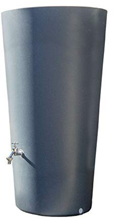 Regentonne grau Regenwassertank Rainbowl 210 Liter aus UV- und witterungsbeständigem Material. Regenfass BZW. Regenwassertonne mit kindersicherem Deckel und hochwertigen Messinggewinde